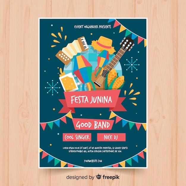 Free Vector festa junina flyer template