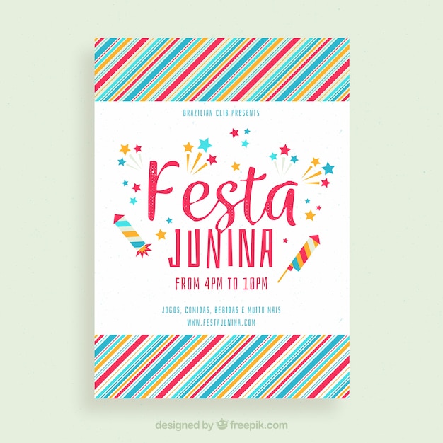 Festa junina poster invitation with colorful pattern