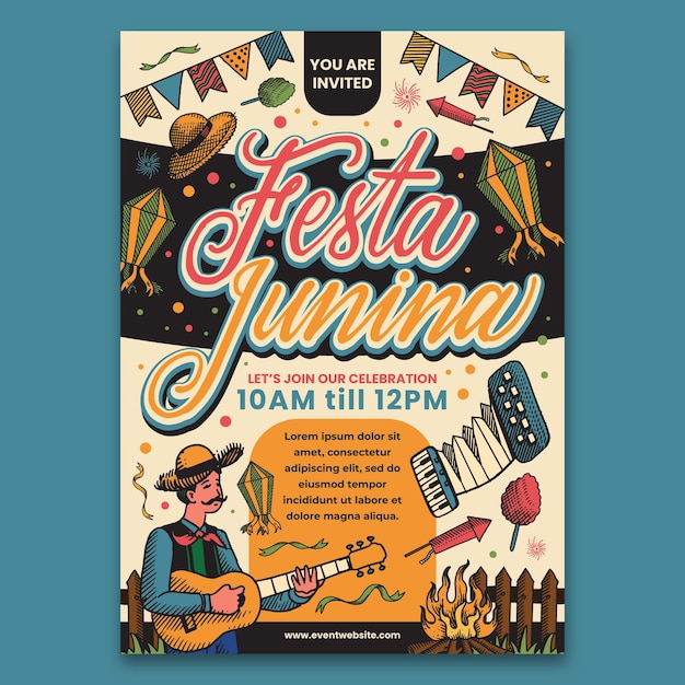 Free Vector festa junina poster template concept