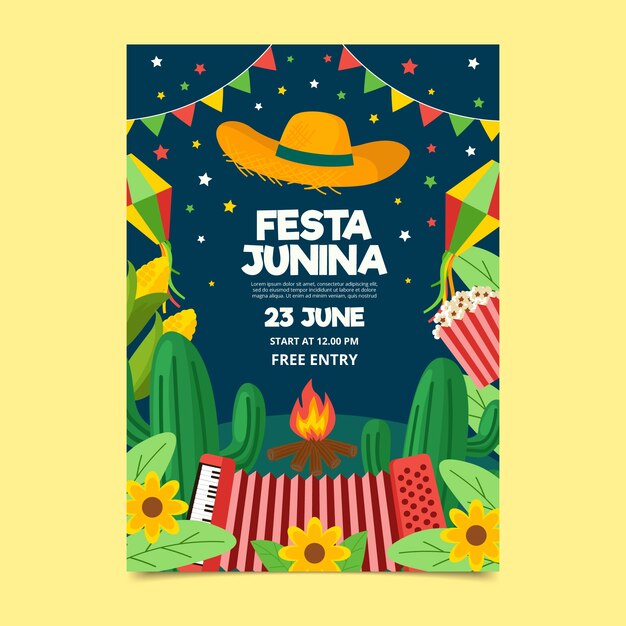 Festa junina poster template in flat design