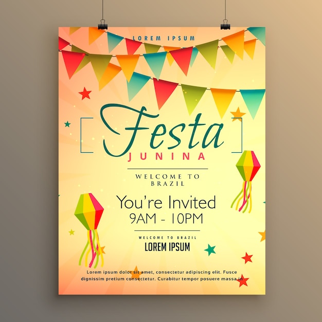 Free vector festa junina poster template with galands