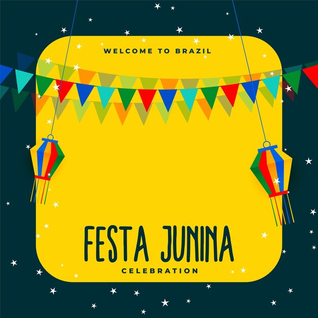 Festa junina traditional poster with party flags decoration