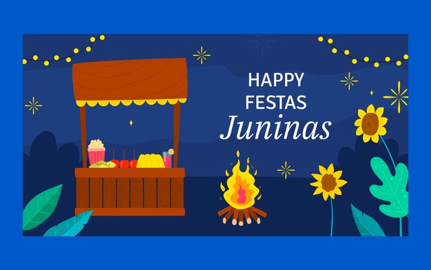 Festas juninas hand drawn flat facebook post