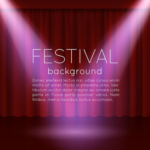 Free vector festival background with empty scene with spotlights