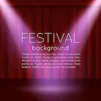 Free vector festival background with empty scene with spotlights