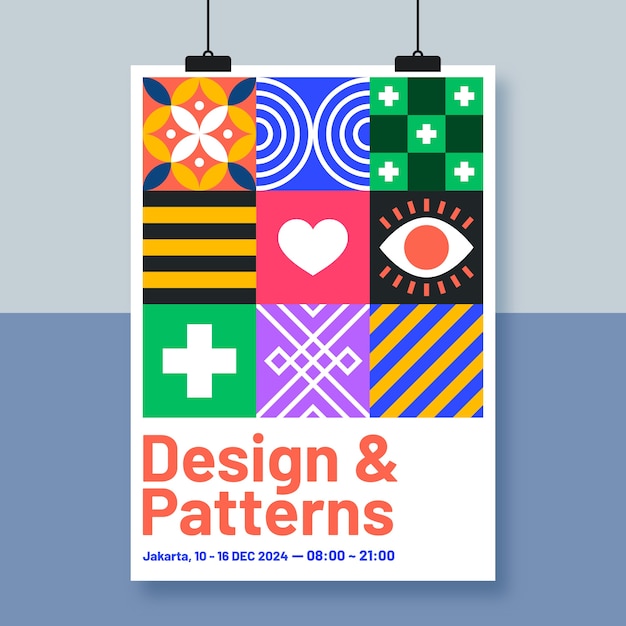 Festival design poster template with colorful squares