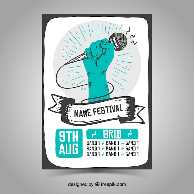 Free vector festival poster templatewith hand drawn style