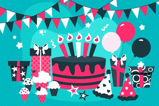 Free vector festive birthday background theme