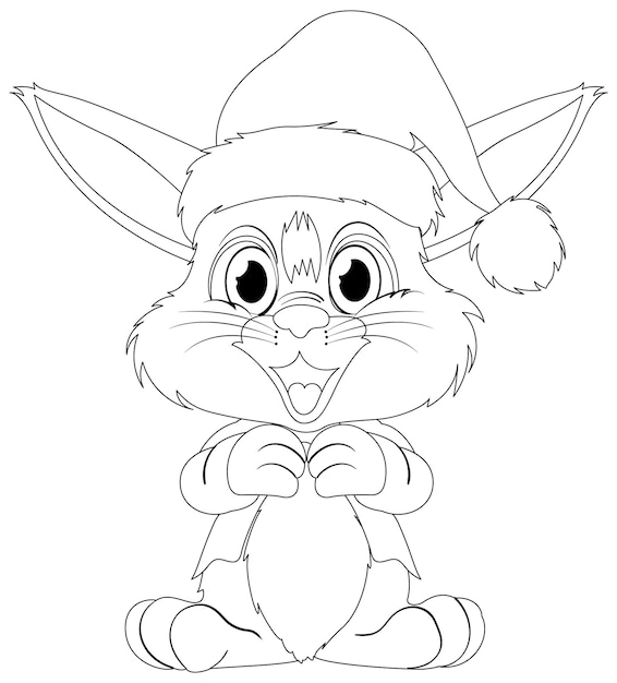 Free vector festive bunny in santa hat illustration