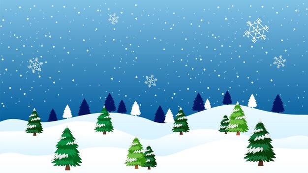 Festive Christmas Scene with Snowy Winter Landscape