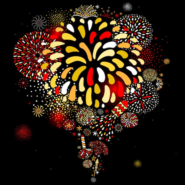 Festive Firework Black Background Poster 