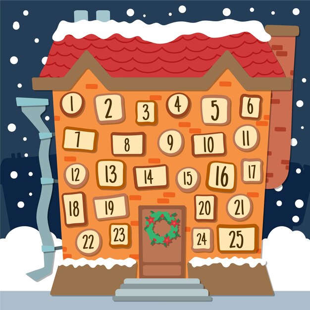 Festive hand drawn advent calendar