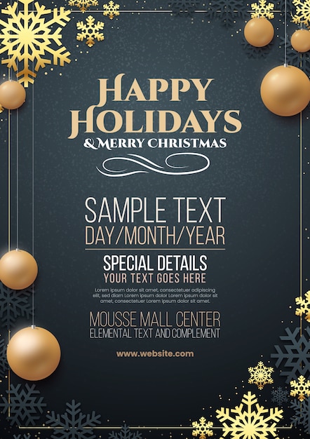 Festive happy holidays print template