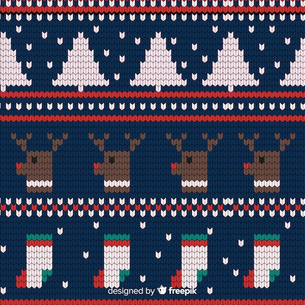 Free Vector festive knitted christmas pattern