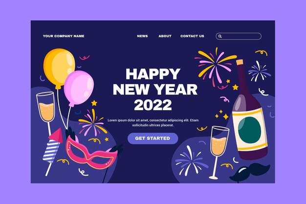 Festive new year 2022 landing page template