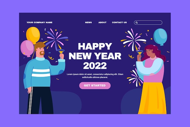 Festive new year 2022 landing page template