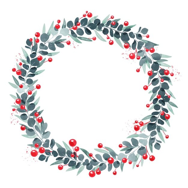 Free Vector festive watercolor christmas wreath