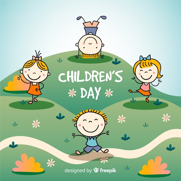 Free Vector field childrens day background