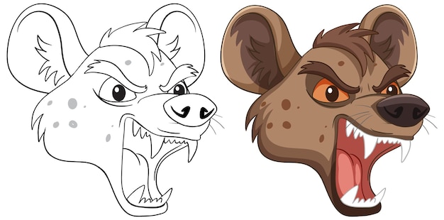 Free vector fierce cartoon hyena faces