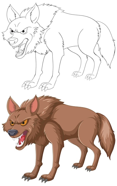 Free vector fierce cartoon wolves in stance