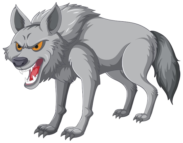 Free Vector fierce grey wolf illustration