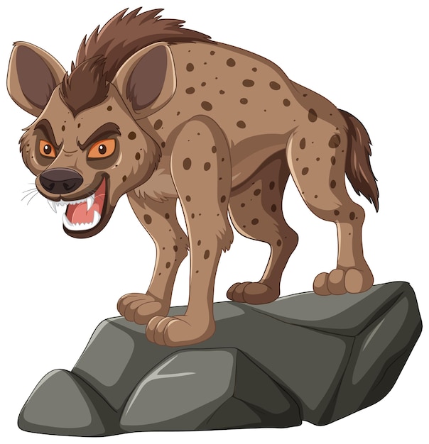 Free Vector fierce hyena on a rocky outcrop