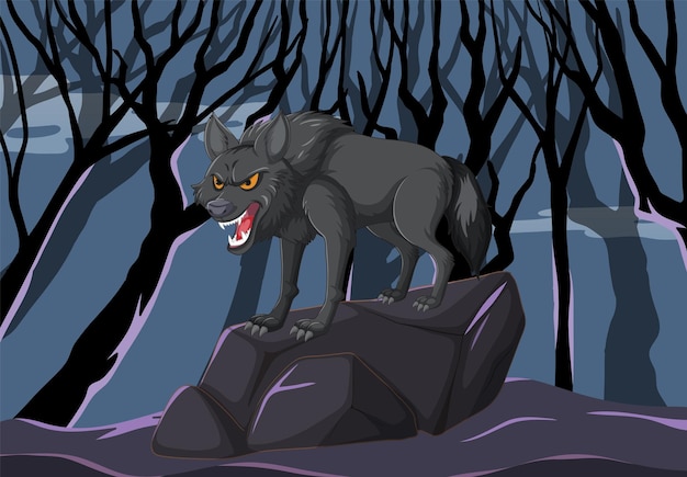 Free Vector fierce wolf howling in the night