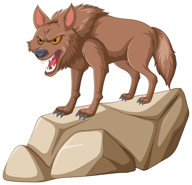 Free Vector fierce wolf standing on a rock