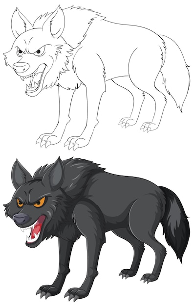 Free vector fierce wolves in stylized illustration