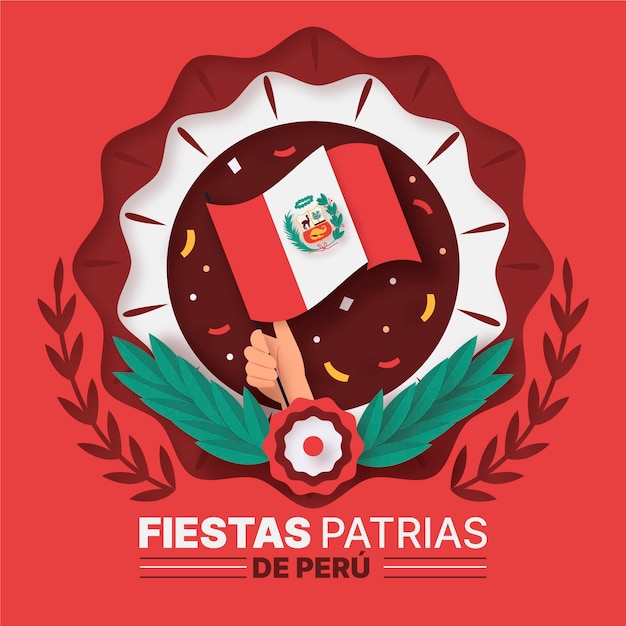 Free vector fiestas patrias de peru illustration in paper style