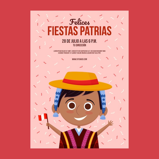 Fiestas patrias peru celebration invitation template