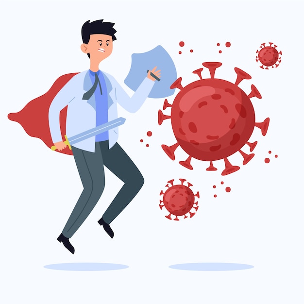 Free Vector fight the virus illustration concept