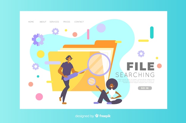 Free vector file searching concept for landing page