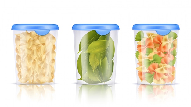 Free Vector filled plastic food containers icon set