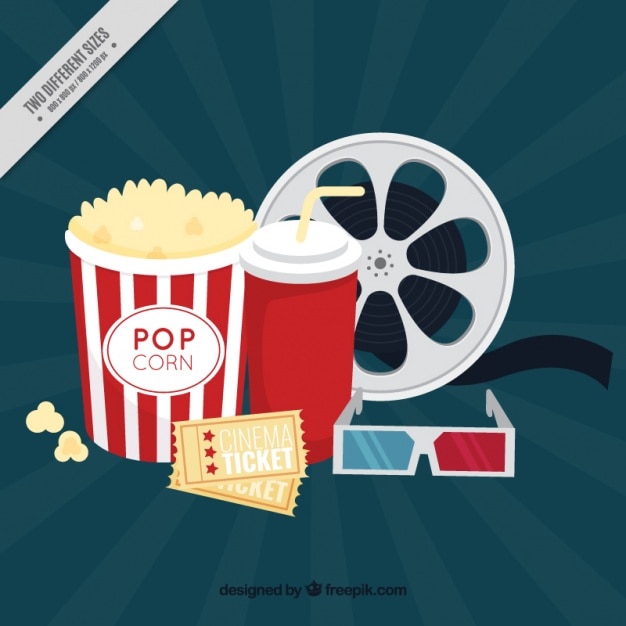 Free Vector film elements background with popcorn