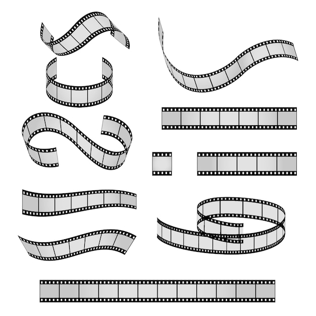 Free vector film roll vector, film 35mm, slide film frame set. negative and strip, media filmstrip