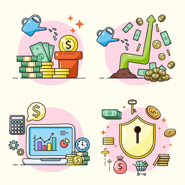 Finance icons Money Management Business Icons money signs