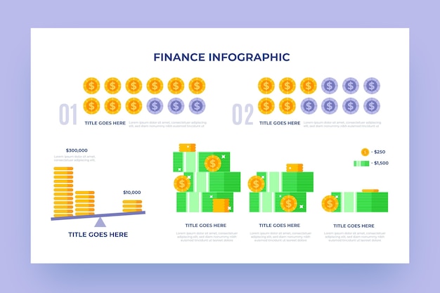 Finance infographic with different illustrated elements