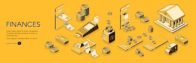 Finances isometric horizontal web banner