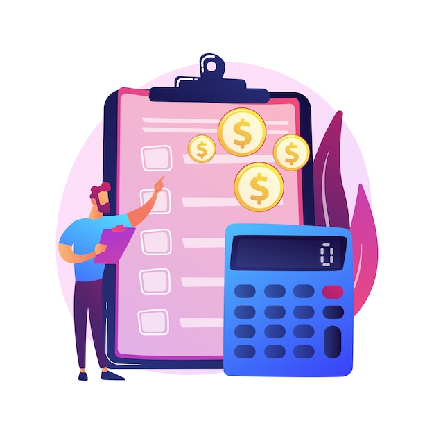 Financial accounting. male accountant cartoon character making financial report. Summary, analysis, reporting. financial statement, income and balance