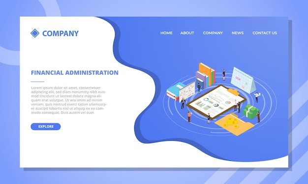 Financial administration concept for website template or landing homepage design with isometric style vector illustration