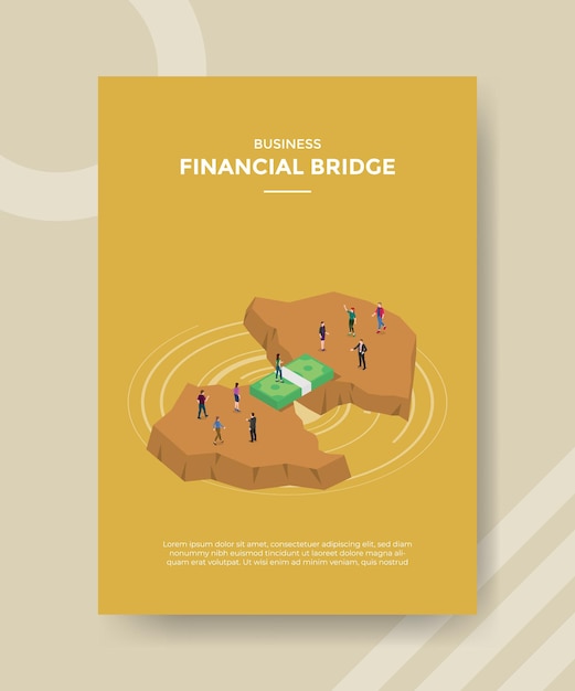 Financial bridge concept for template banner and flyer with isometric style vector