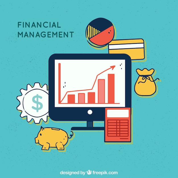 Free vector financial concept with computer and elements