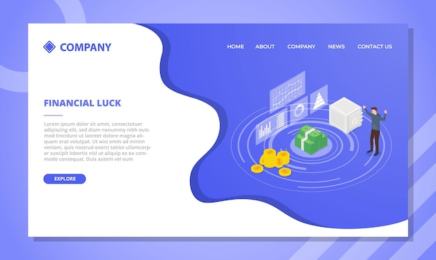 Financial luck concept for website template or landing homepage design