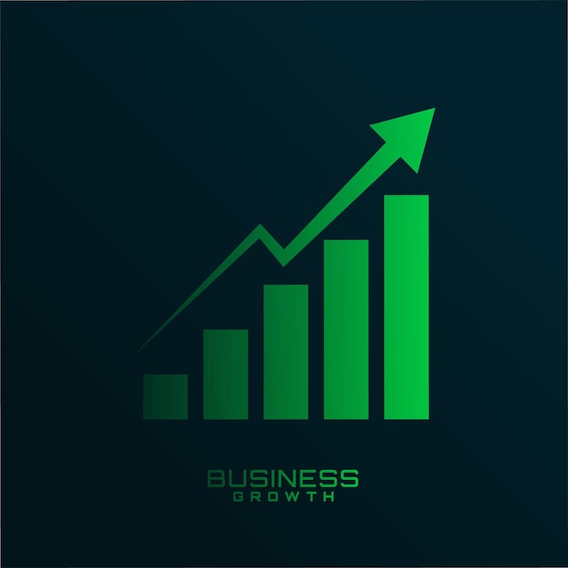 Free Vector financial stock market statics graph with upward growth arrow