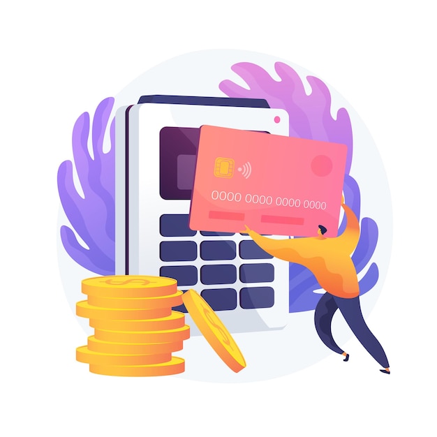 Free Vector financial transactions, money operations. payment options, cash and cashless, contactless payment. credit card shopping idea design element.  