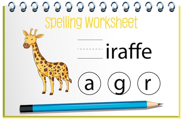 Free Vector find missing letter with giraffe