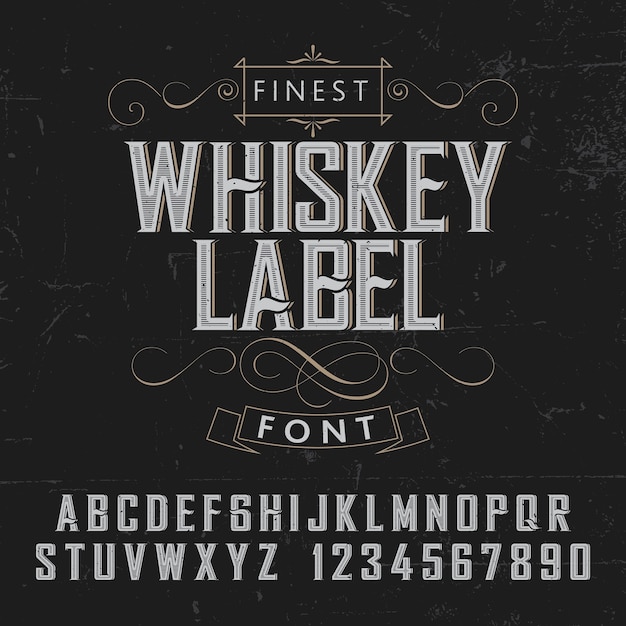 Free vector finest whiskey label poster with decoration on black illustration