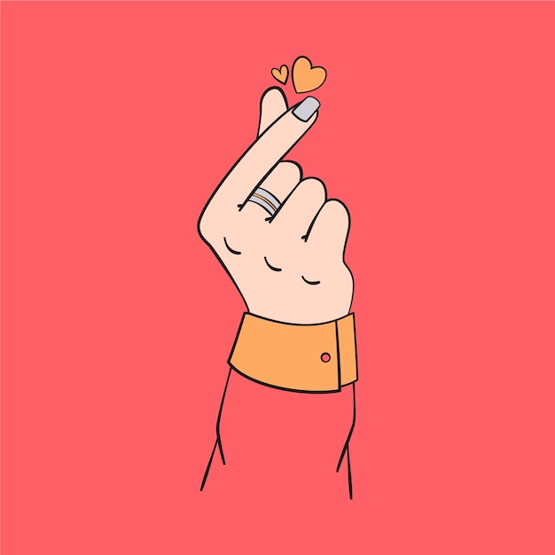 Free Vector finger heart draw