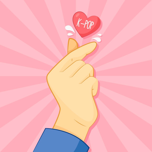 Finger heart hand-drawn